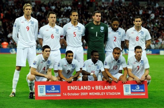 イングランド代表集合写真vsベラルーシWC2010予選