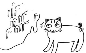 たくさんの煙突を見る猫のニャン太郎